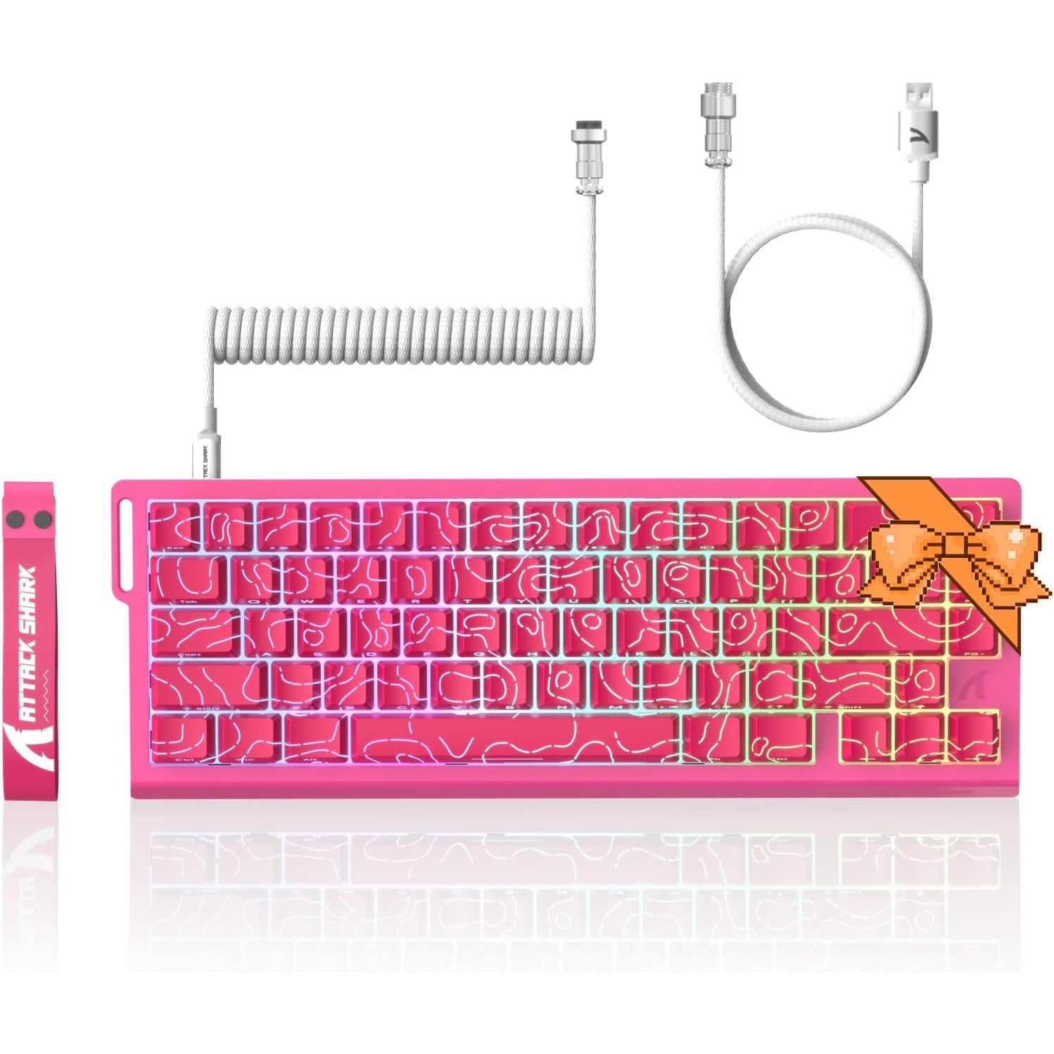 ATTACK SHARK X68 HE 8KHZ Rapid Trigger Keyboard Magnetic Switch 0.01 mm RT Accuracy Wired RGB 60% Gaming Keyboard TKL with Adjustable Actuation Snap Tap Coiled Cable for PC/Mac(Red)