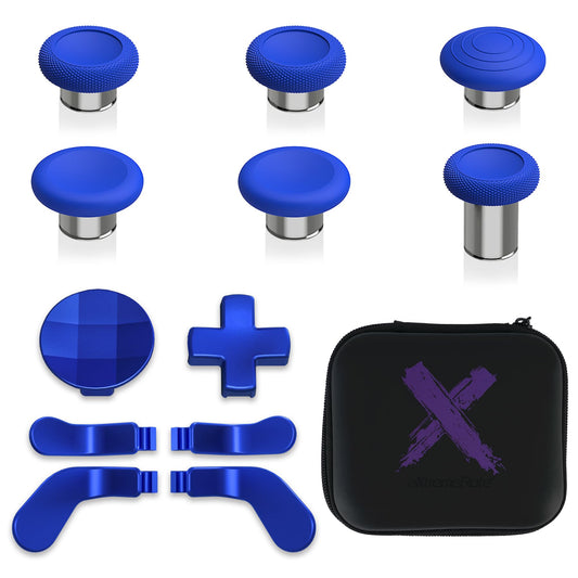 eXtremeRate 13 in 1 Component Pack Kit for Xbox Elite Series 2 Controller  6 Metal Thumbsticks & Tool  2 D-Pads  4 Paddles for Xbox Elite Series 2 Core Controller - Blue & Metallic Silver
