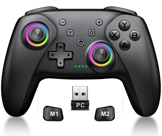 Wireless PC Gaming Controller - Enhanced Wireless Blue-tooth Controller with Hall Joysticks & 1000mAh Battery-Game Controller Work for Android/iOS/Steam and Switch 2/1 with Turbo Controller with Programmable (Black-PC)
