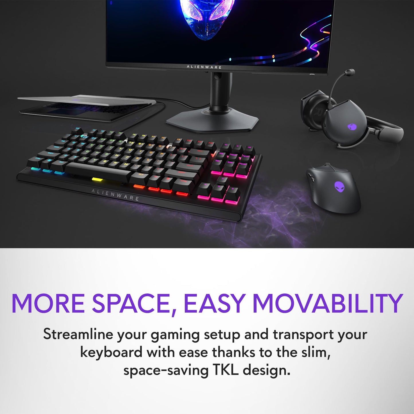 Alienware Tenkeyless Gaming Keyboard AW420K - Wired, Programmable, Cherry MX Red, RGB, Dark Side of the Moon