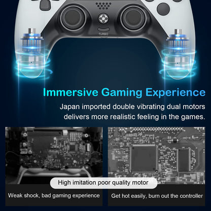 larytech Wireless Game Controller for PS5 - 6-Axis Gyro, Turbo, Dual Vibration, White