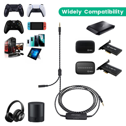 YEAOI HD60 S Chat Link Pro Cable - Black with Isolator for Elgato HD60 X, HD60S Plus, Nintendo Switch, PS5, PS4, Xbox One