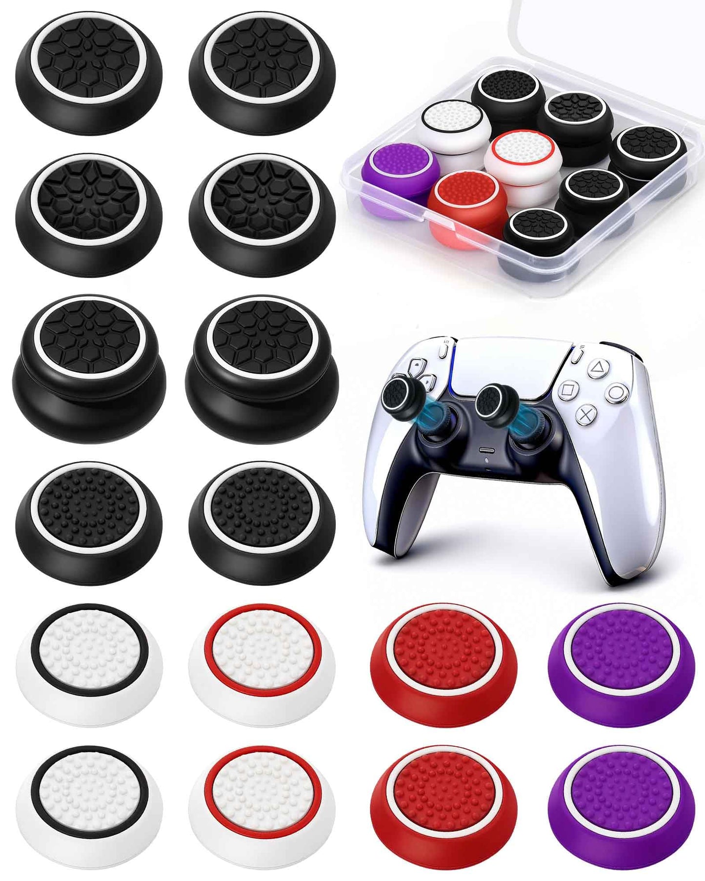 Faysazoy 16-in-1 Performance Thumb Grips Joystick Caps for PS5/4/Xbox/Switch Pro  3 Height Thumbstick Grips Covers (FPS  CQC  Skin) & 5 Anti-Slip  Ultimate Comfort & Control