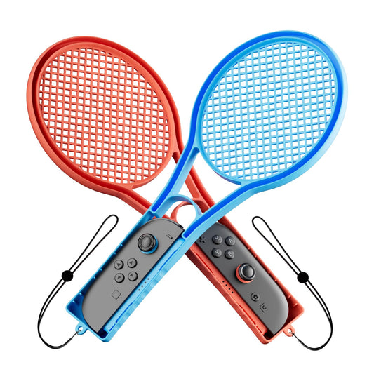WEOTOO Tennis Racket Compatible with Nintendo Switch 2(2025) Controller JoyCon  Handle Grip Holder for Mario Tennis Aces or Tennis Sports  Game Accessories Blue/Orange