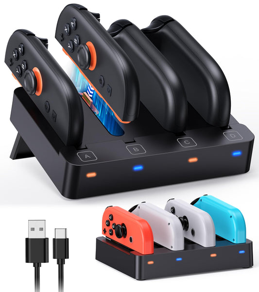 [Switch1/2 Universal] Controller Charger  FYOUNG Charging Dock for Nintendo Switch 2  Portable Charger Staion Base for Joy Con 2 Organized Accessories Display Stand with a USB Type-C Charging Cord