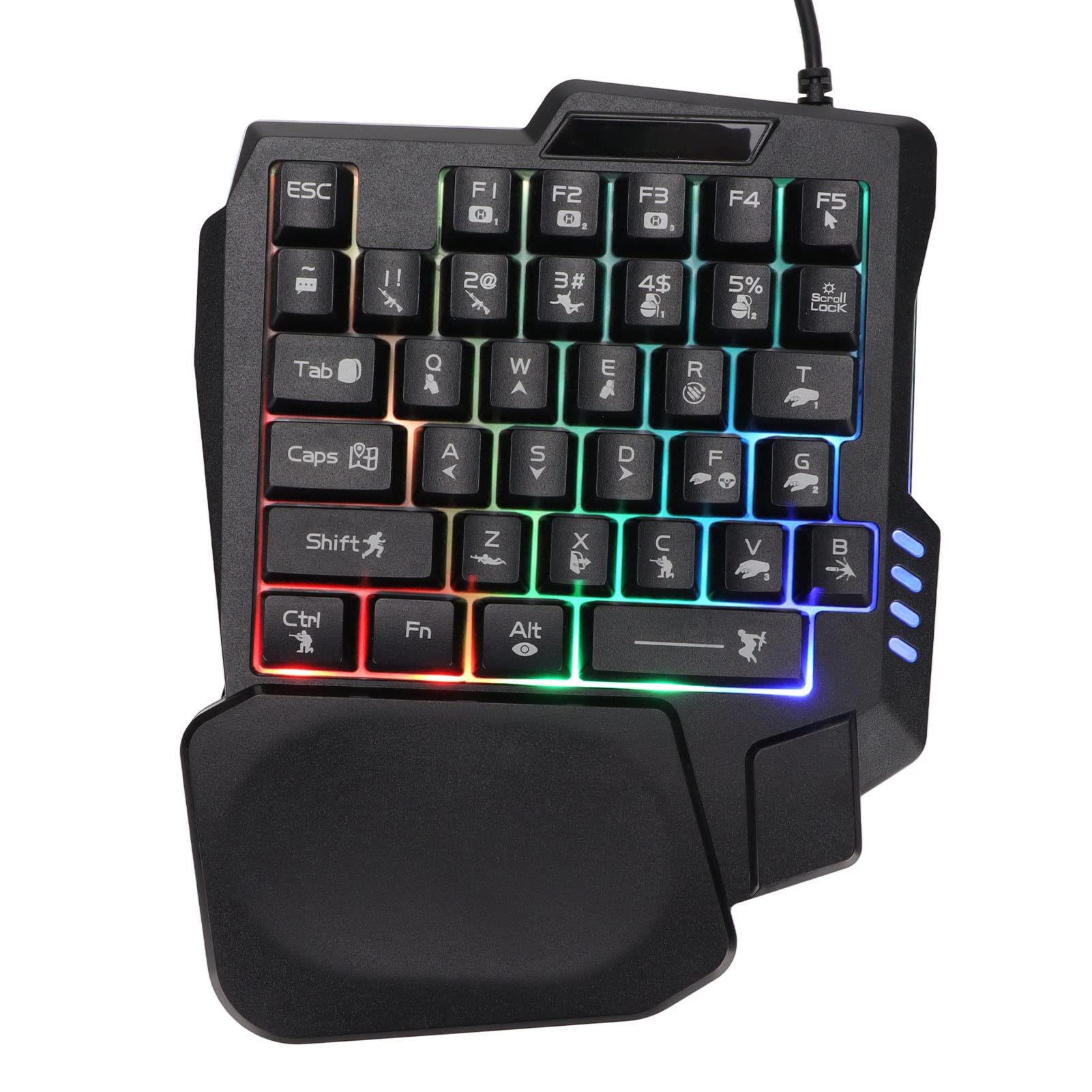 Archuu One-Handed Mechanical Gaming Keyboard 35 Keys Waterproof Professional Gaming Keypad with 3 Color Backlight  Single Handed Keyboard for Computer Mobile Games