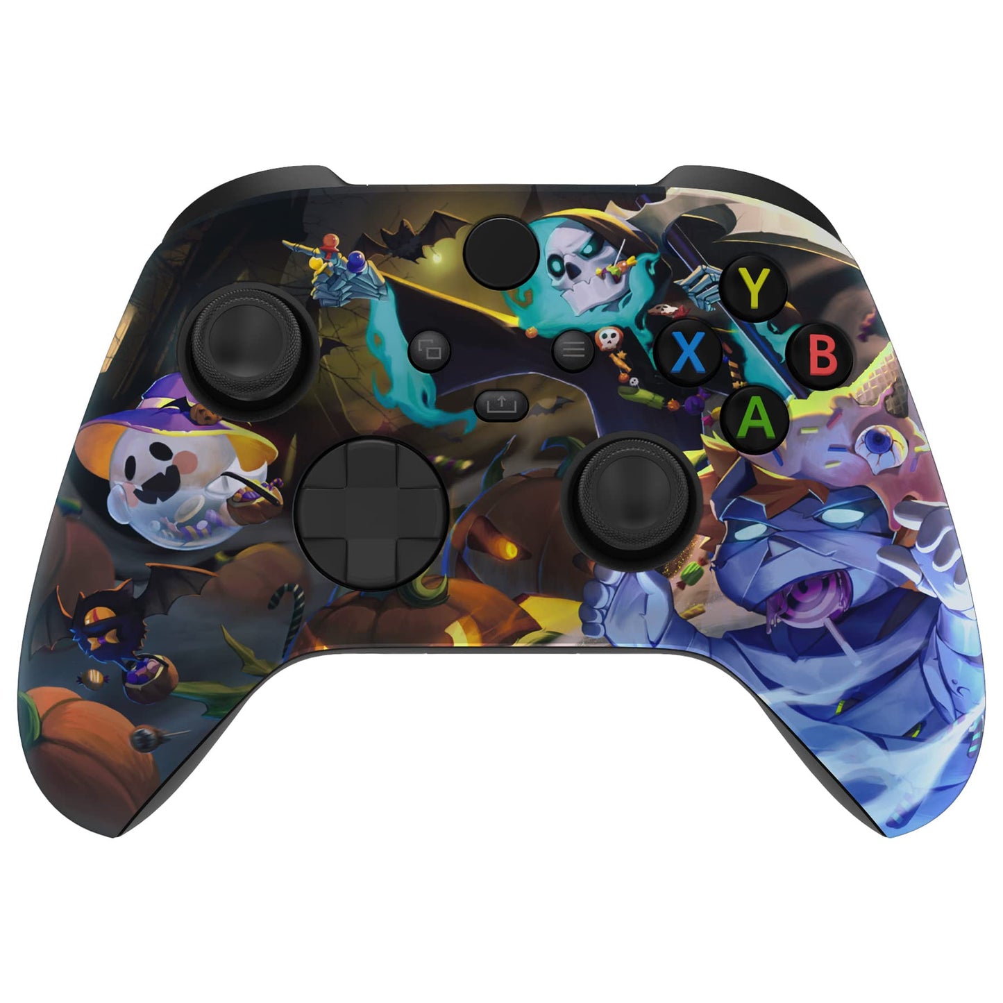 eXtremeRate Glow in Dark Shell for Xbox Series X & S - Halloween Candy Night - Scary-Theme Front Housing Cover - Model FX3T177