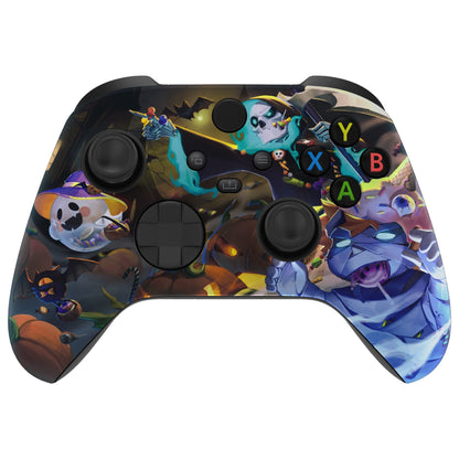 eXtremeRate Glow in Dark Shell for Xbox Series X & S - Halloween Candy Night - Scary-Theme Front Housing Cover - Model FX3T177