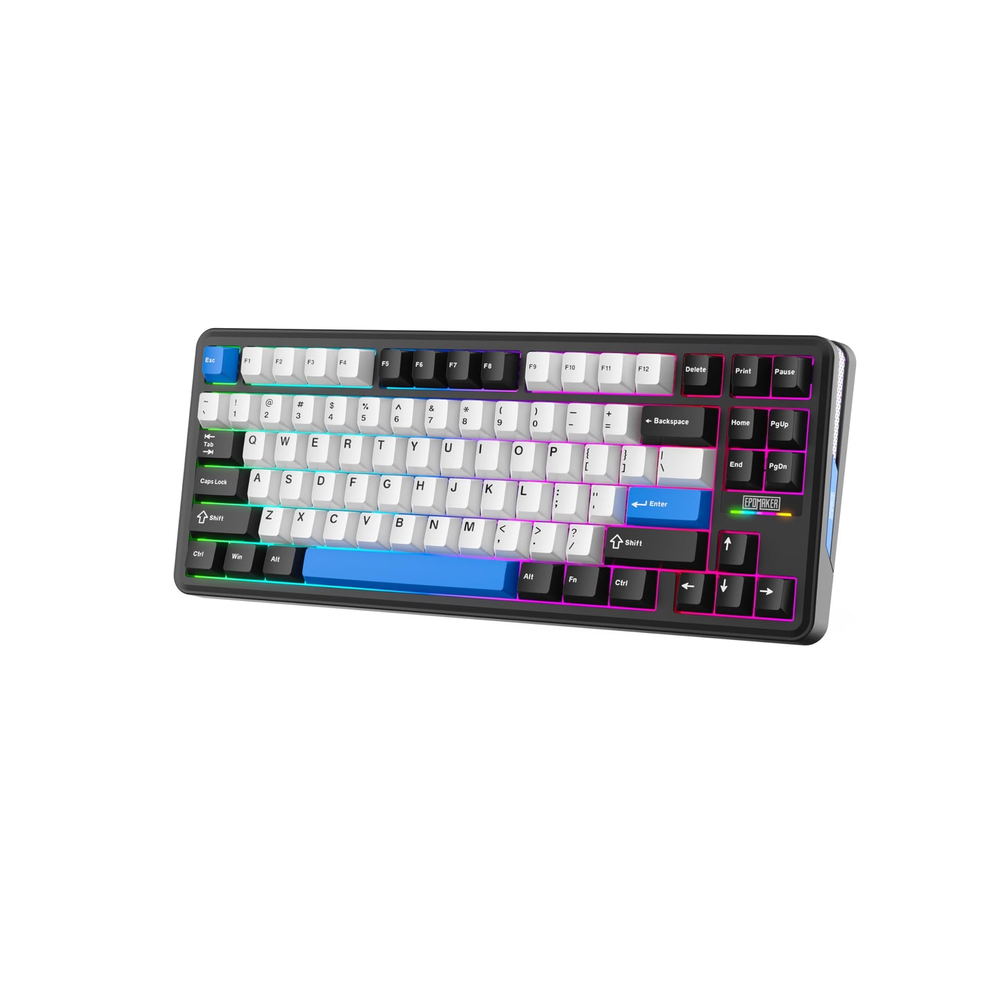 EPOMAKER TH85 QMK/VIA Wireless Gaming Keyboard  BT5.0/2.4GHz/USB-C  Hot Swappable Pre-lubed Custom Creamy Jade Linear Switches  Gasket Creamy Keyboard for PC/Mac/Office/Gaming (Black&White&Blue)
