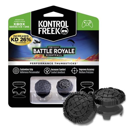 KontrolFreek FPS Freek Battle Royale Nightfall Thumbsticks for Xbox One/Xbox Series X - 2 High-Rise Convex - Black - Model 399427