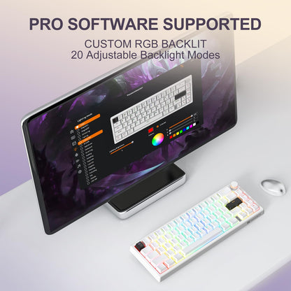 YOUSUOMASTER X82 60% Wired Gaming Keyboard, RGB Backlit, Hot Swappable Red Switch, Mini Design, White