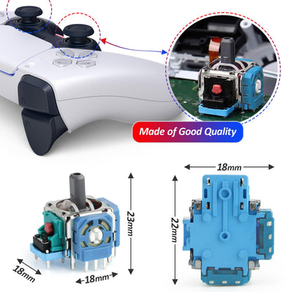 YWLRONG 3D PS5 Joysticks Replacement - Blue-4 Thumbsticks for PS5 Controller (4PCS)