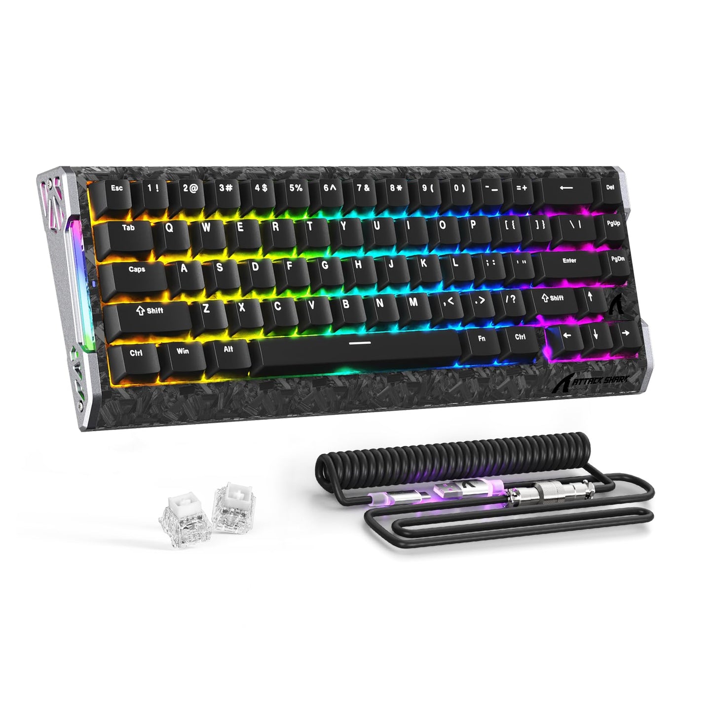 ATTACK SHARK R68 HE Carbon Fiber 8000Hz Rapid Trigger Keyboard  0.005mm RT Accuracy 68 Keys Wired Gaming Keyboard with Magnetic Switch  Adjustable Actuation  Snap Tap  RGB Lighting for PC/Mac  Black