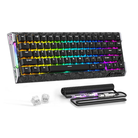 ATTACK SHARK R68 HE Carbon Fiber 8000Hz Rapid Trigger Keyboard  0.005mm RT Accuracy 68 Keys Wired Gaming Keyboard with Magnetic Switch  Adjustable Actuation  Snap Tap  RGB Lighting for PC/Mac  Black