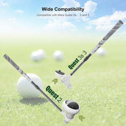 Dxldfks Golf Club Attachment for Meta Quest 3/3S & Oculus 2 - Adjustable Grip, 90° Design, Black & White, Model GP01