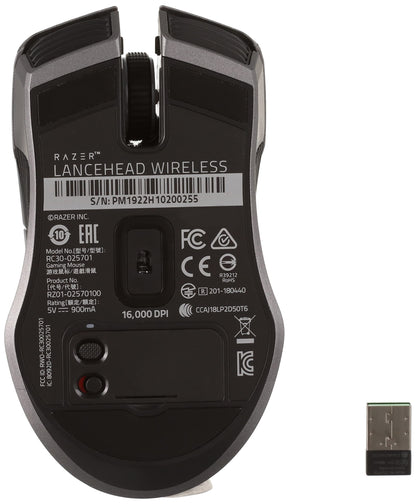 Razer Lancehead Tournament Edition Gaming Mouse - 5G Optical Sensor, 16,000 DPI, Ambidextrous, Gunmetal Color, Model RZ01-02130300-R3M