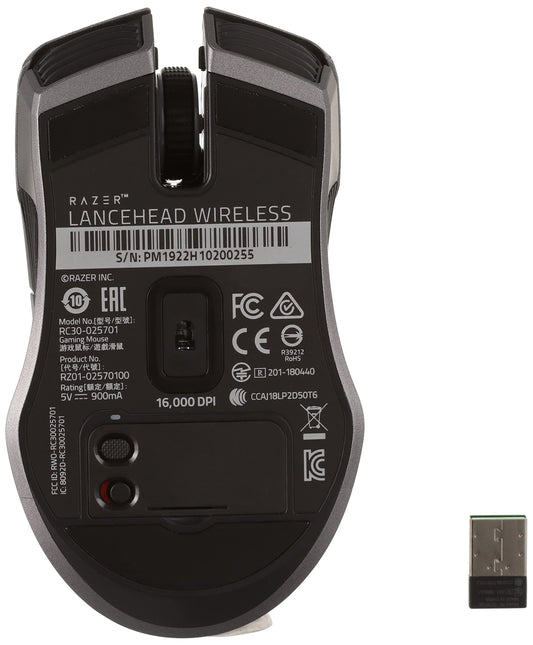 Razer Lancehead Tournament Edition Gaming Mouse - 5G Optical Sensor, 16,000 DPI, Ambidextrous, Gunmetal Color, Model RZ01-02130300-R3M