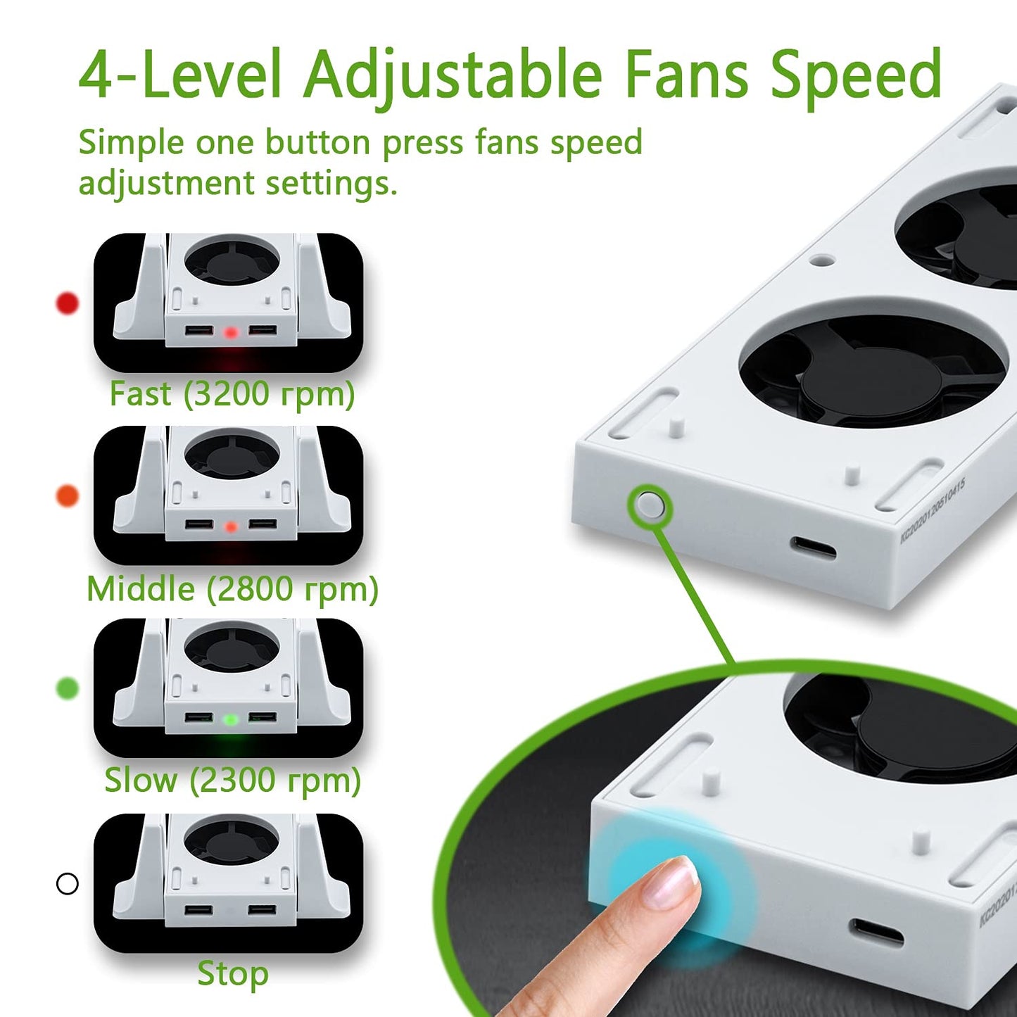 Mcbazel Vertical Stand with Cooling Fan for Xbox Series S - White, Removable Cooler, Extra 2 USB Ports, Model thi-nxb-000005