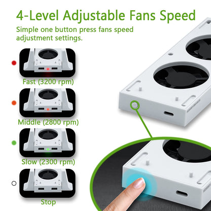 Mcbazel Vertical Stand with Cooling Fan for Xbox Series S - White, Removable Cooler, Extra 2 USB Ports, Model thi-nxb-000005