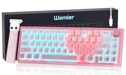 Womier 60% Percent Keyboard Pink Mechanical  QMK/VIA Creamy Gaming Keyboard Topographic  Hot Swappable Gasket Mount RGB Wired Key Board & Translucent Keycaps(VK66 PRO)