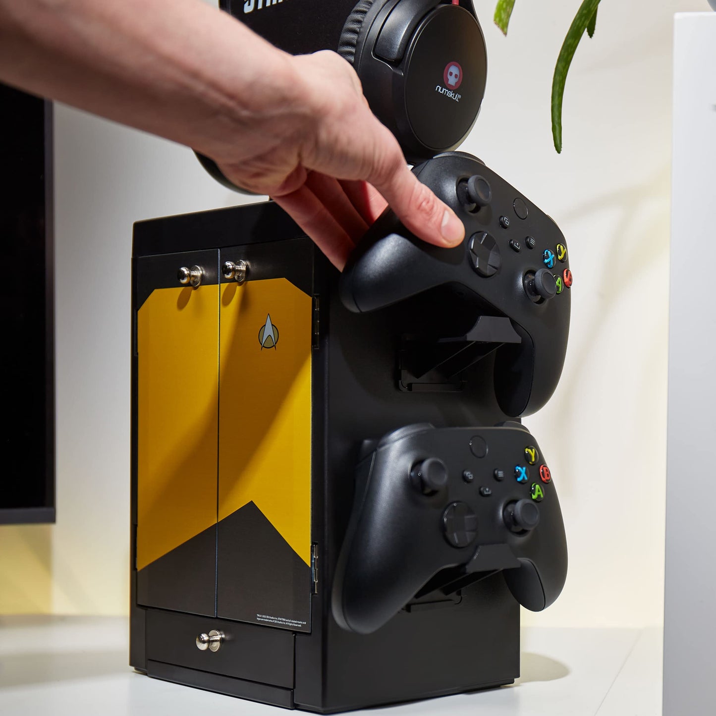 Numskull Star Trek Gaming Accessory Stand - Holds 10 Games, 4 Controllers, Headset - Compact Yellow Organizer, Model NS3351