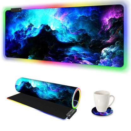 ARTSO RGB Gaming Mouse Pad XXL 35.4x15.7 inch, 14 Lighting Modes, Non-Slip Rubber Base, Fantasy Nebula Sky