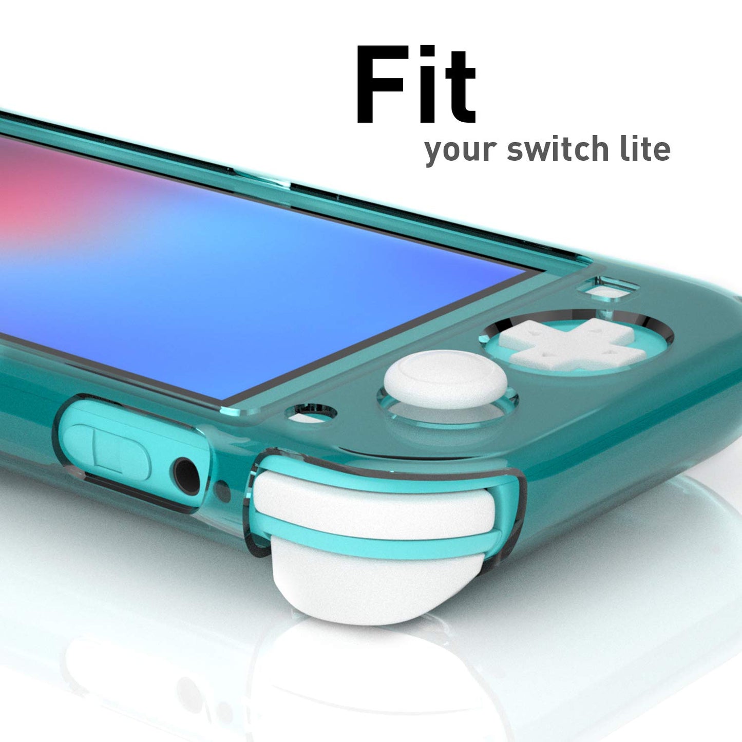 ECHZOVE Hard Clear Protective Case for Nintendo Switch Lite - Turquoise, Plastic Material