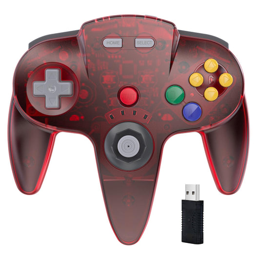 KIWITATA Wireless N64 USB Controller for Switch Games  2.4ghz Rechargeable Remote Wireless USB Joystick Game Controller for Switch/Switch Lite/Switch OLED  MAC  PC Windows 7 8 10 11 Clear Red