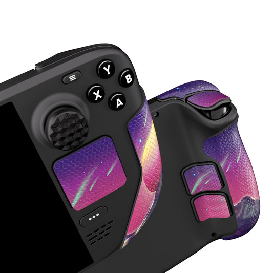 PlayVital Professional Textured Soft Rubber Pads Handle Grips for Steam Deck LCD & OLED  Trackpads Skin Grip Enhancement Back Button Protective Stickers Set with Thumb Grip Caps - The Cyber Moon