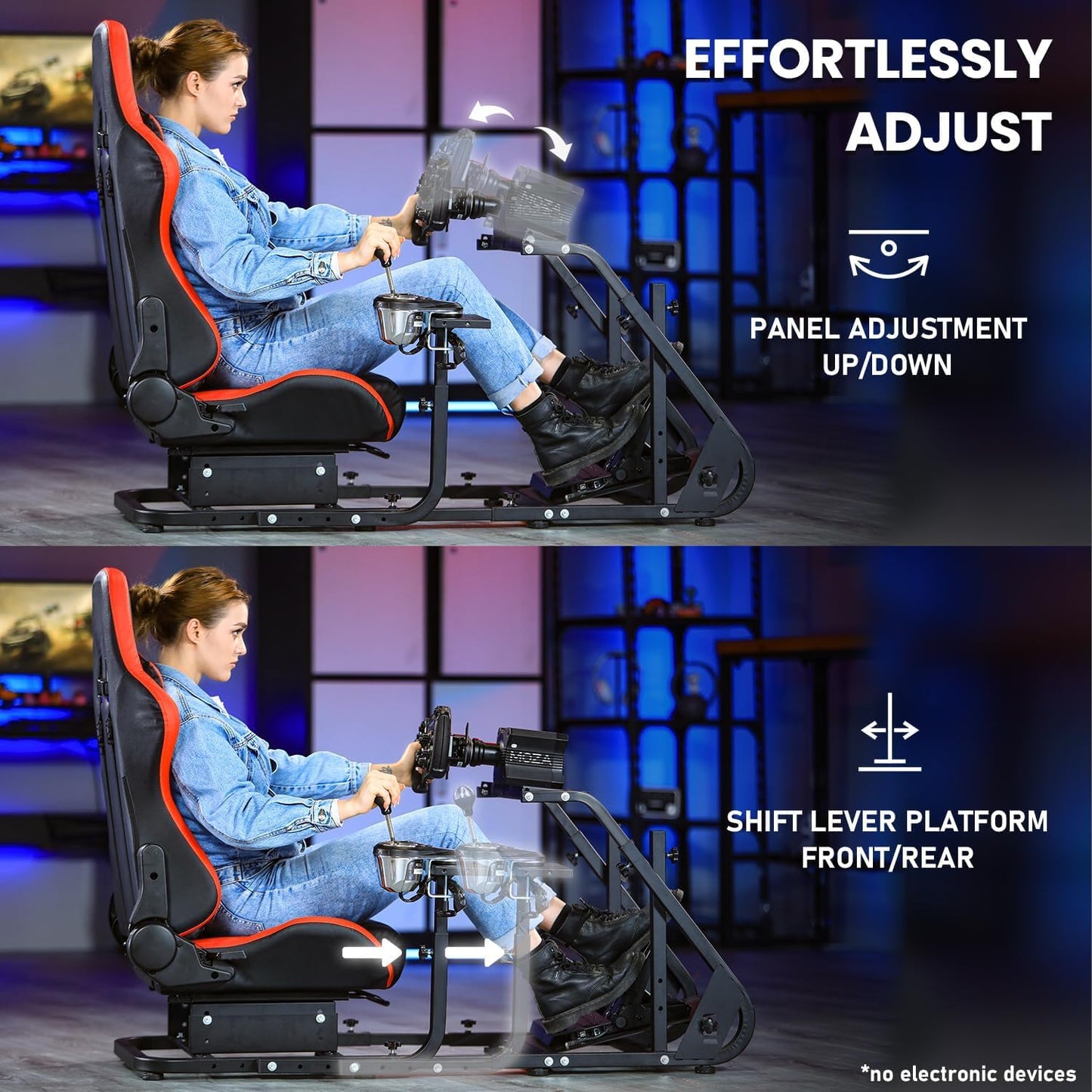 Marada Racing Simulator Cockpit Frame MAUS037 - Adjustable Red Seat for Logitech G29/G920/G923 - Gear Shifter Mount Included