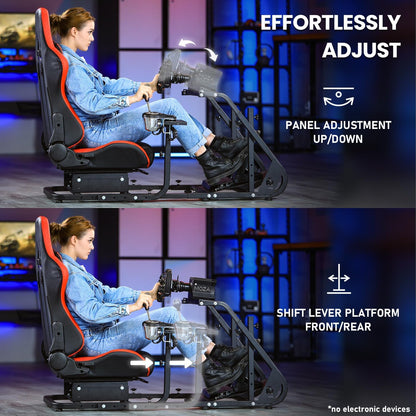 Marada Racing Simulator Cockpit Frame MAUS037 - Adjustable Red Seat for Logitech G29/G920/G923 - Gear Shifter Mount Included