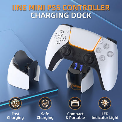 IINE PS5 Controller Charging Dock - Fast USB Station with Charger Indicator, White