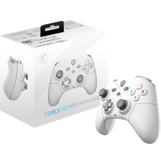 MSI FORCE GC300 WIRELESS WHITE PC Gamepad Controller - 2.4 GHz  Bluetooth  USB Type-C to A - Wired/Wireless  600mAh Li-ion Battery (20h)  Interchangeable D-Pad Covers  Dual Vibration Motors