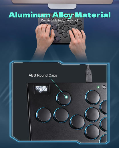 JZW-Shop Arcade Stick M16 - All-Button Controller for Switch, PC, PS4, PS3, Steam Deck - Turbo & Custom RGB, Supports Hot-Swap