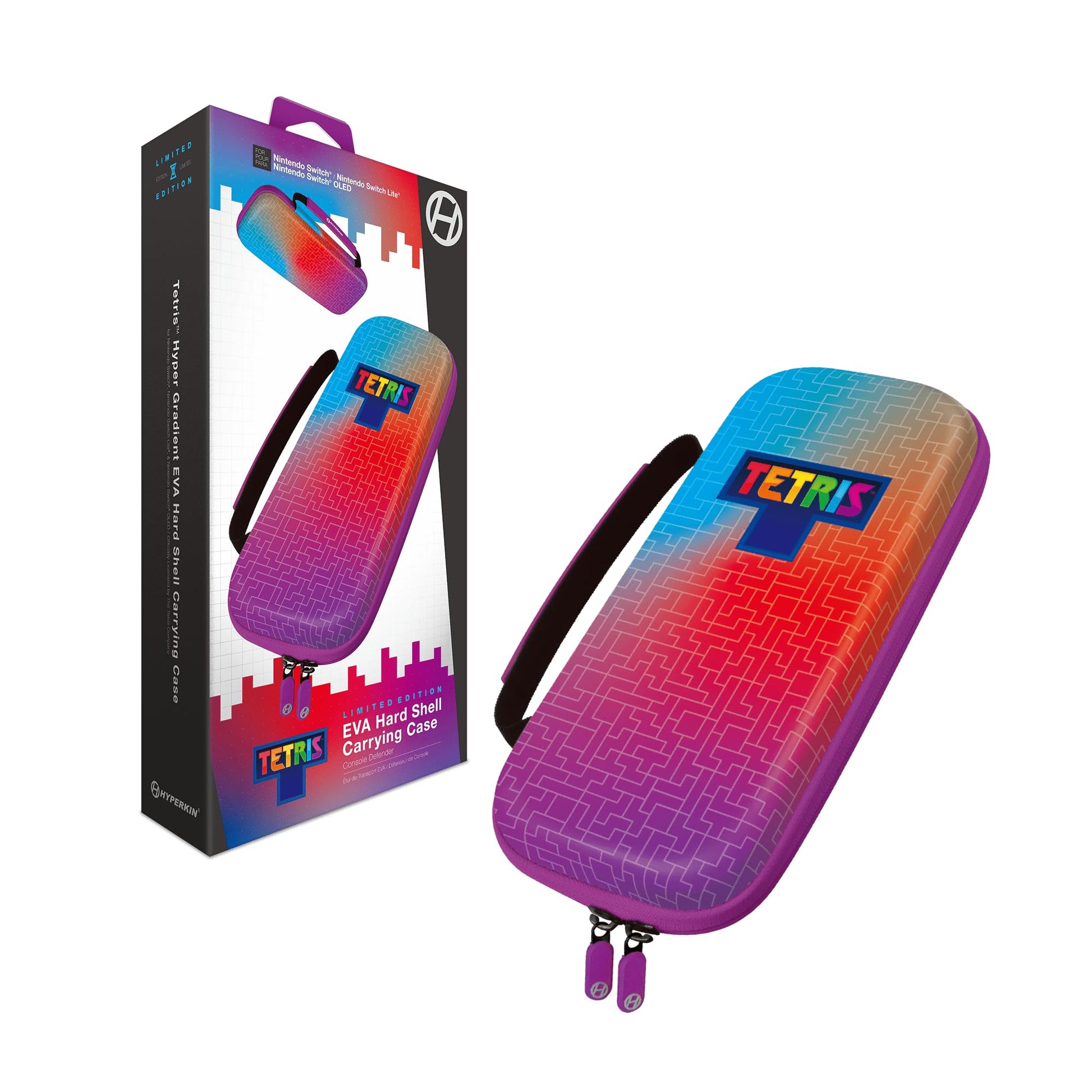 Hyperkin Limited Edition Official Tetris EVA Hard Shell Travel Carrying - Officially Licensed - For Nintendo Switch OLED Model/Nintendo Switch Lite/Nintendo Switch (Hyper Gradient)