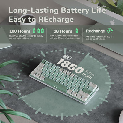 RK ROYAL KLUDGE RK61 Plus 60% Wireless Mechanical Keyboard, Tactile Pale Green Switches, RGB, USB Hub, Bluetooth/2.4Ghz for PC/Mac/
