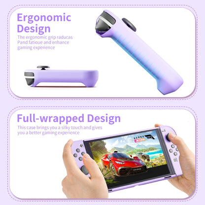 RHOTALL 3 in 1 Purple Protective Case for Nintendo Switch OLED - Dockable, Shock-Absorption, Anti-Scratch Design, Model 01