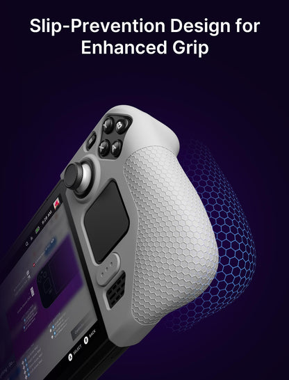 JSAUX Silicone Grip Protection Case for Steam Deck OLED/LCD - Grey GripArmor Sleeve Set (Left & Right)