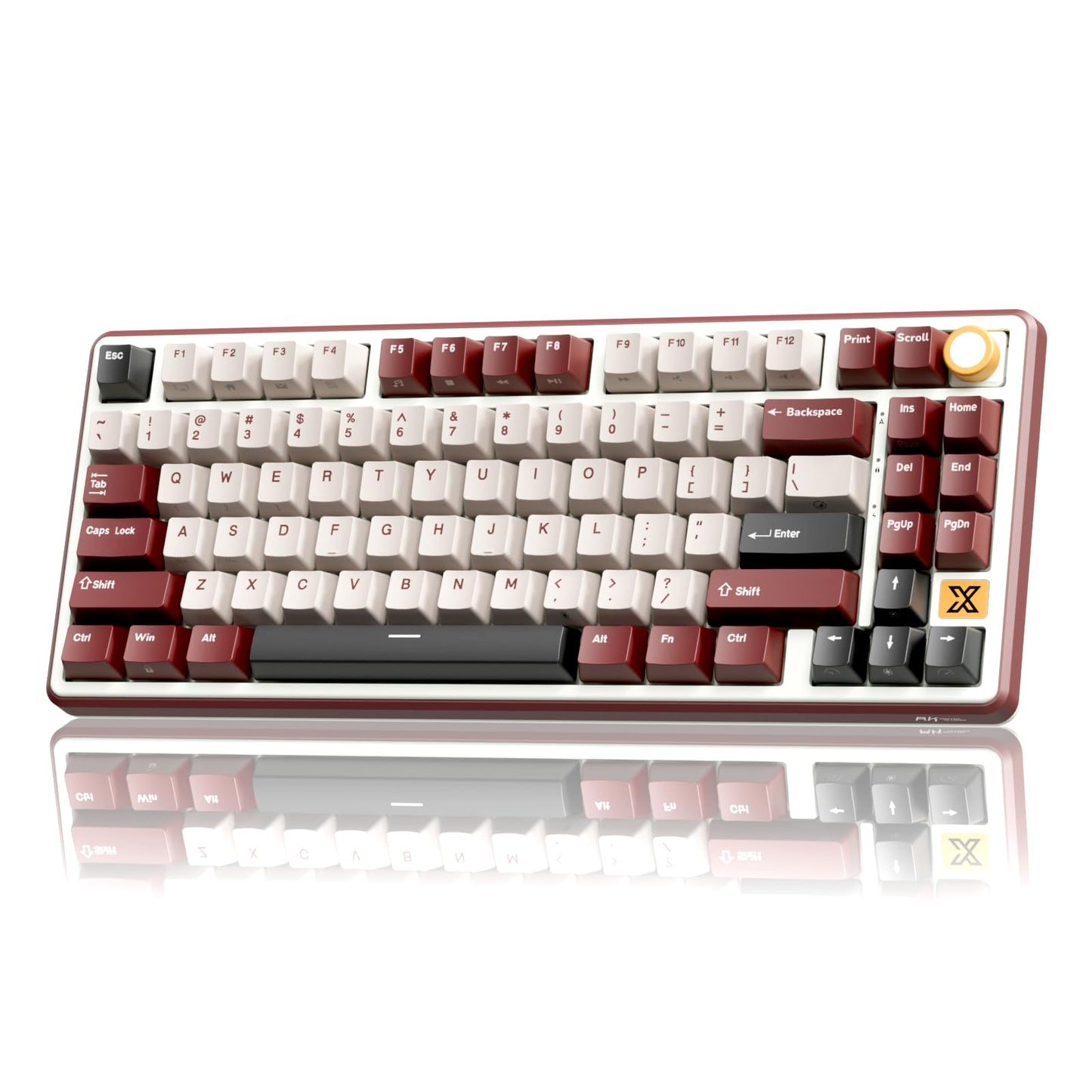 RK ROYAL KLUDGE X87 Gasket Mechanical Keyboard  75% Wireless Gaming Keyboard with Touchable X-Plate & Volume Knob  Bluetooth/2.4GHz/Wired  Hot Swappable RGB Backlit (Red  Linear Cream Switch)