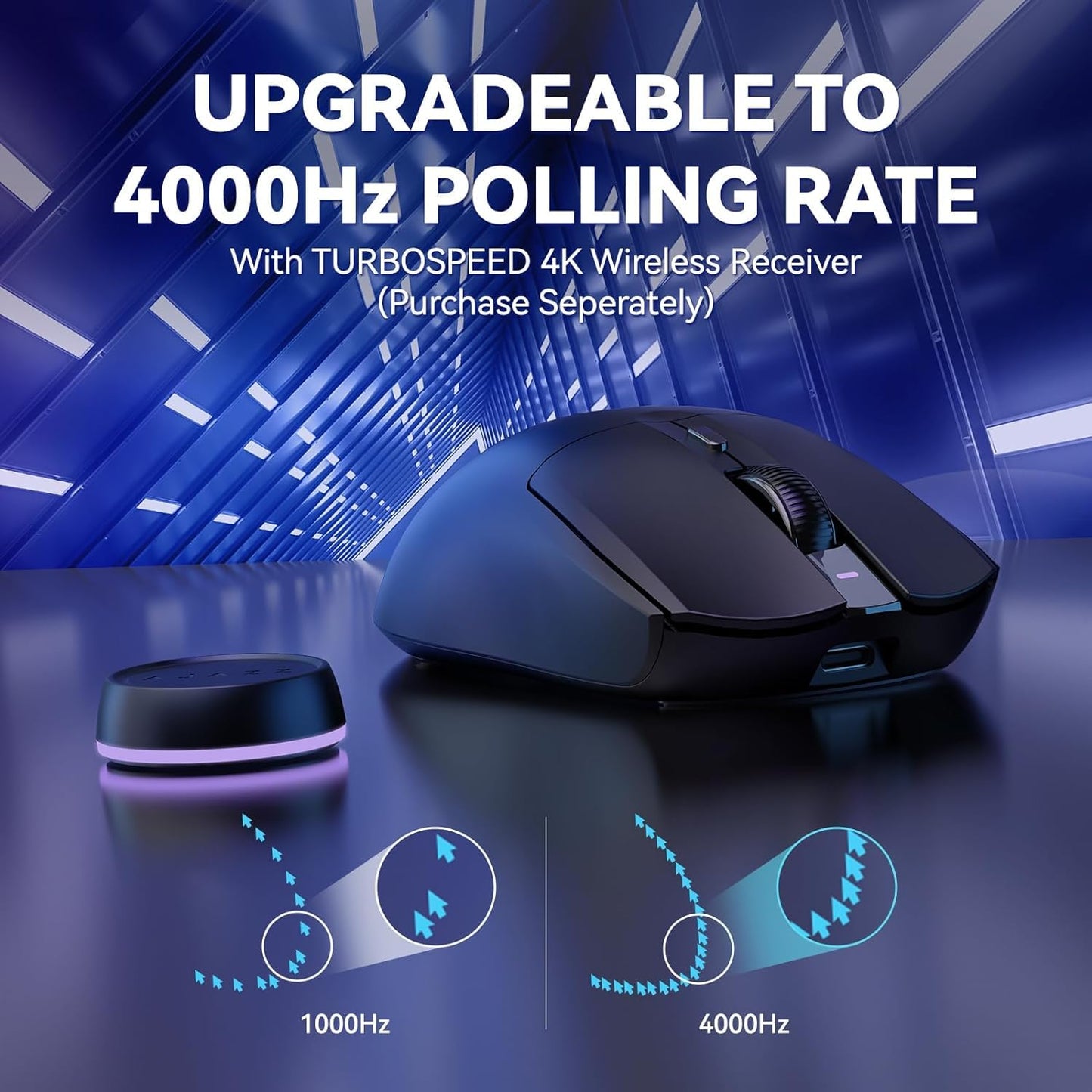 A.JAZZ AJ139 G Pro 4K Wireless Gaming Mouse - Ultra-Lightweight, 26000DPI, Dual Mode, Ergonomic, Symmetric, Black