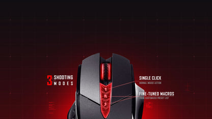 Bloody V7 Ergonomic Gaming Mouse - 3200 DPI, 8 Programmable Buttons, Rubberized Black Coating, Model V7M