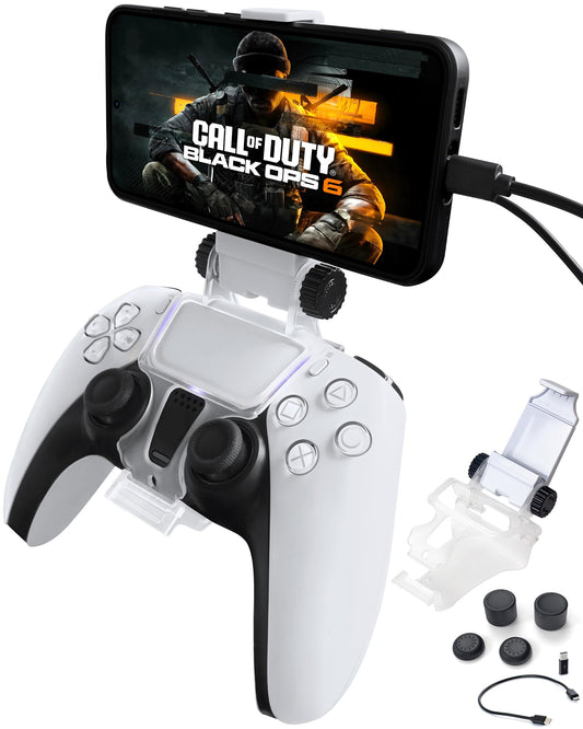Joso Phone Mount for PS5 Controller, Remote Play Mobile Gaming Phone Holder for Dualsense Controller, Adjustable Gamepad Clip wi