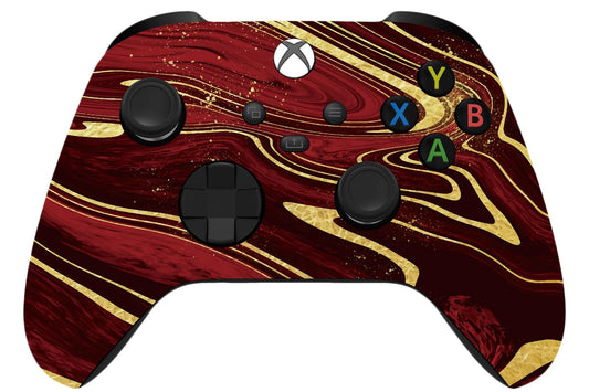 ProControllers LLC Wireless Custom Controller Compatible with PC  Windows 10+  Series X/S & One (Series X/S Red & Gold Swirl)