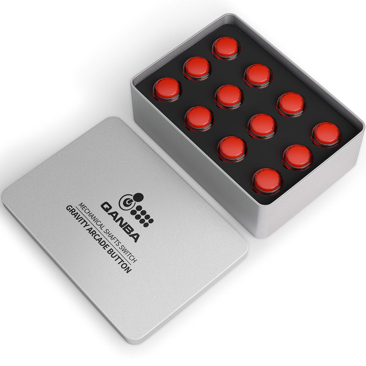Qanba Gravity KS Mechanical Shafts Silent Pushbutton 24mm Snap-in (Boxed (Clear Red E06(12 pcs)