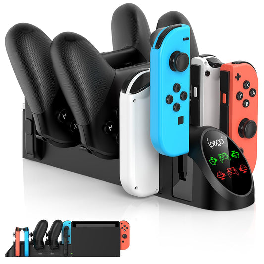 FastSnail Charging Dock Compatible with Nintendo Switch Pro Controllers and for Joy Cons & OLED Model for Joycon Multifunction Charger Stand for Switch with 2 USB 2.0 Plug and 2.0 Ports