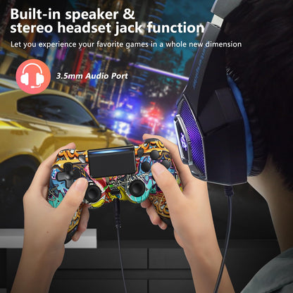 2 Pack Wireless Controller for PS4, Game Remote Controller for PS4/Slim/Pro/PC with Dual Vibration/6-Axis Gyro/3.5mm Audio Jack/