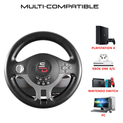 SUBSONIC SV250 Racing Steering Wheel with Pedals & Paddles for Nintendo Switch, PS4, Xbox Series X/S, Xbox One, PC - Black
