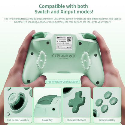 Black Shark BIGBIG WON Wireless Gaming Controller, 6-Axis Gyro, Dual Shock, Macro Programming, Bluetooth, CHOCO-Green