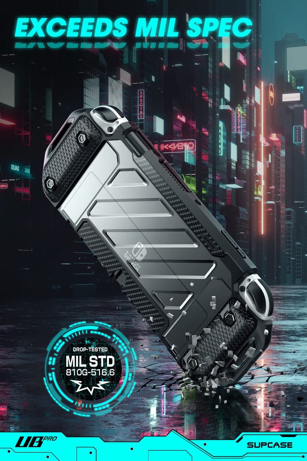 SUPCASE Nintendo Switch OLED Case - Military-Grade Protection, Dockable, FrostBlack