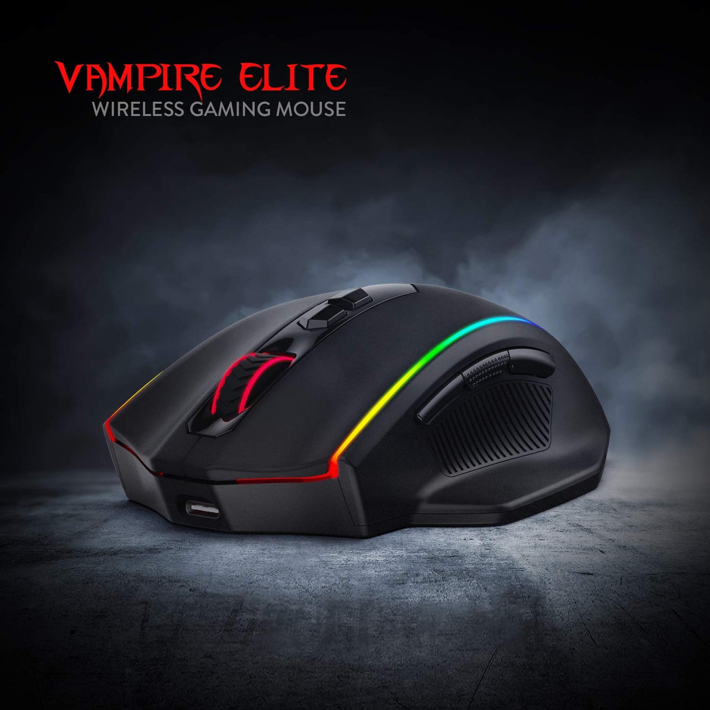 Redragon M686 Wireless Gaming Mouse, 16000 DPI, RGB Backlight, Black, Customizable Macro, 45-Hour Battery for PC/Mac/Laptop